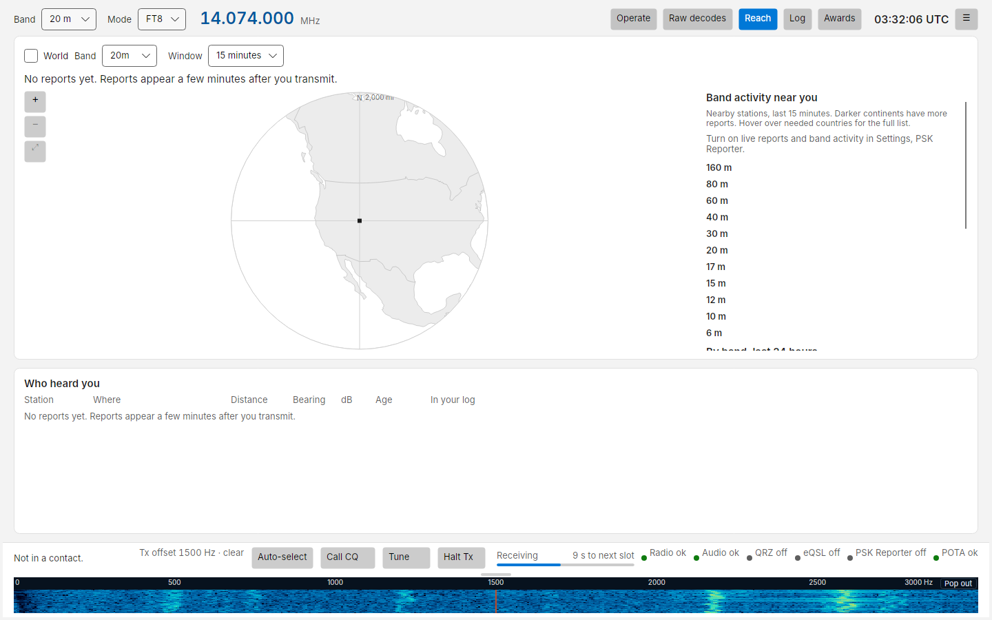 Reach view, before any reports