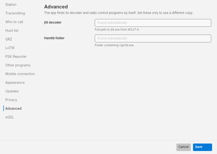 Settings: Advanced