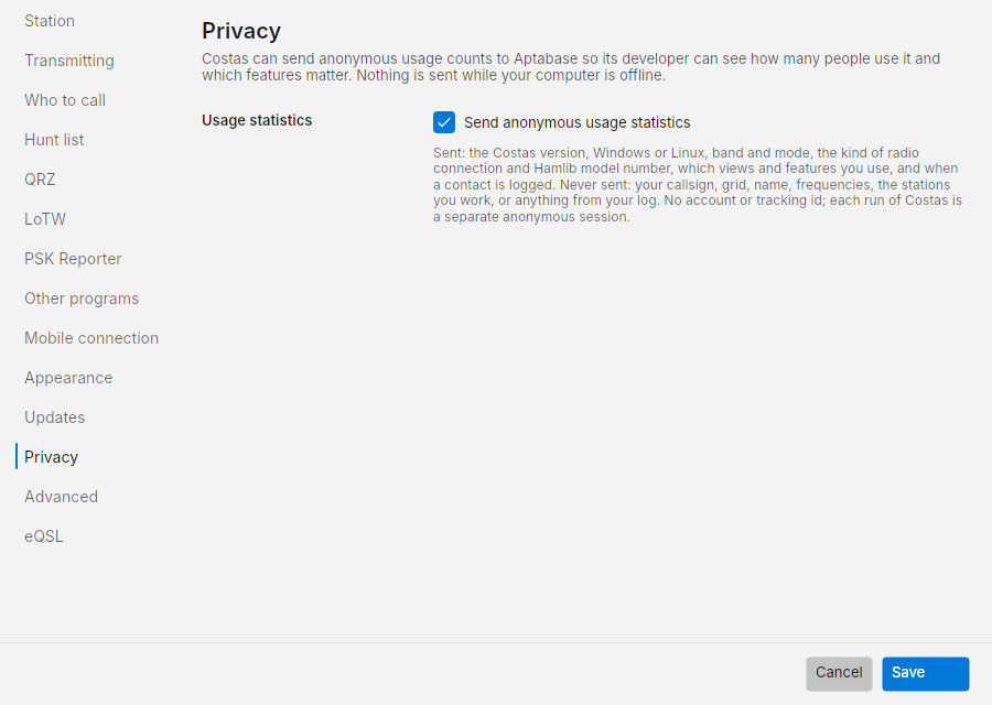 Settings: Privacy