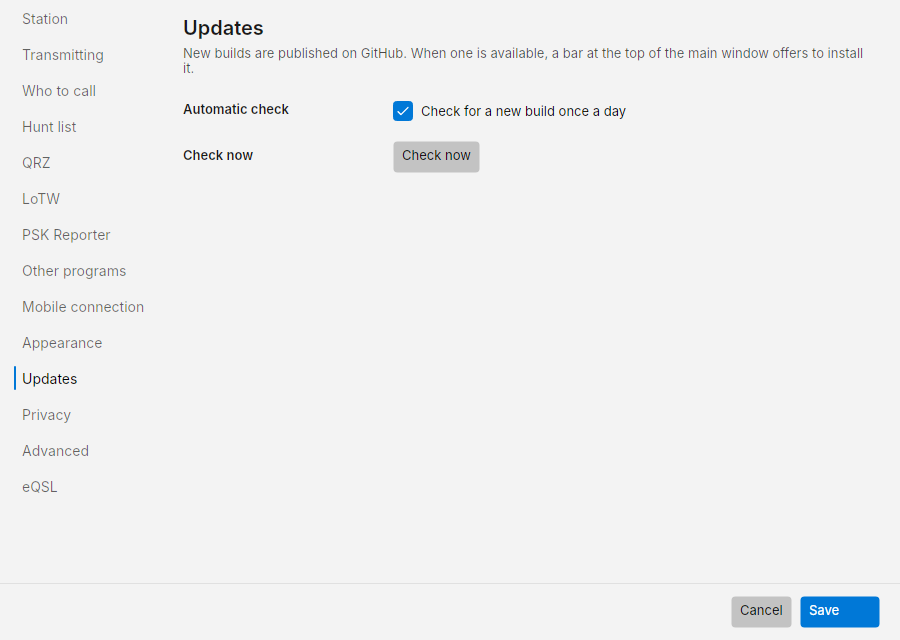 Settings: Updates