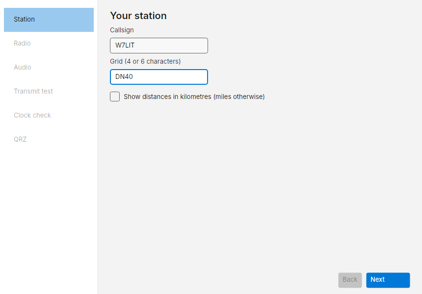 Setup step 1: Station