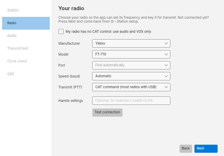 Setup step 2: Radio
