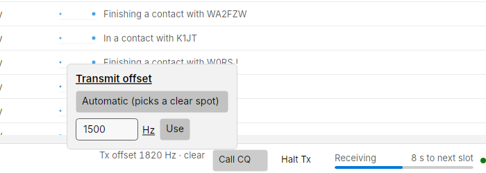 Transmit offset flyout